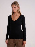 BASIC V NECK RIB-WOMEN