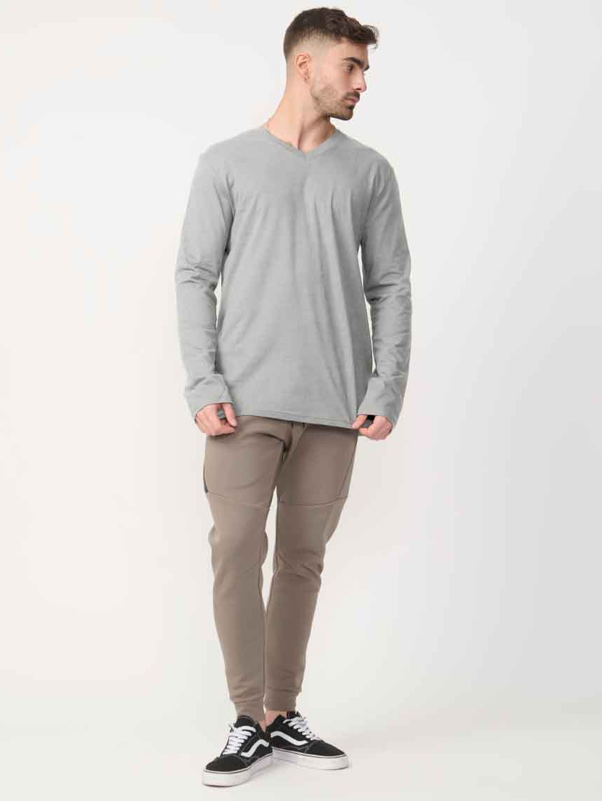 BASIC V NECK LONG SLEEVE SHIRT