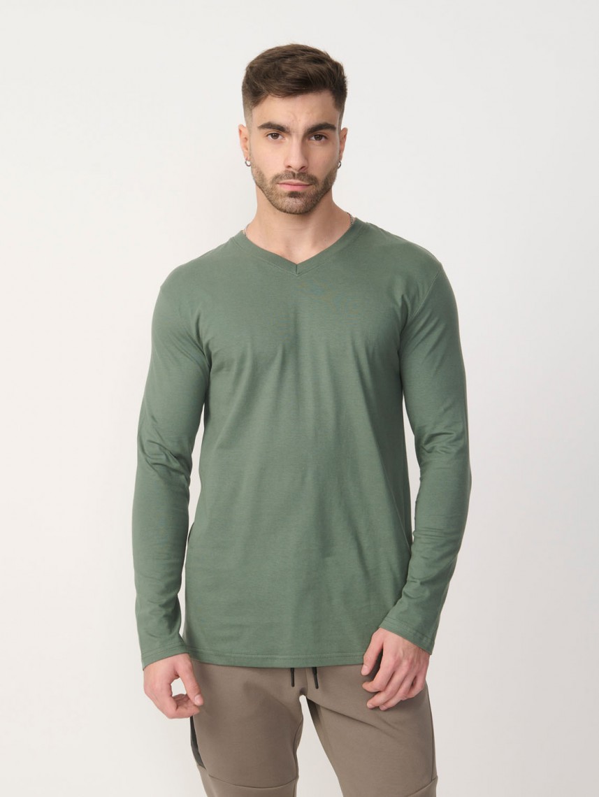 BASIC V NECK LONG SLEEVE SHIRT