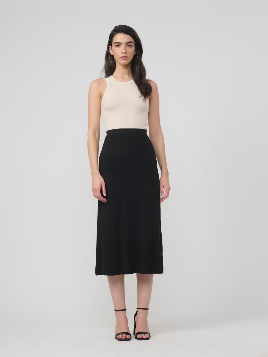 SPLIT SIDE MIDI SKIRT