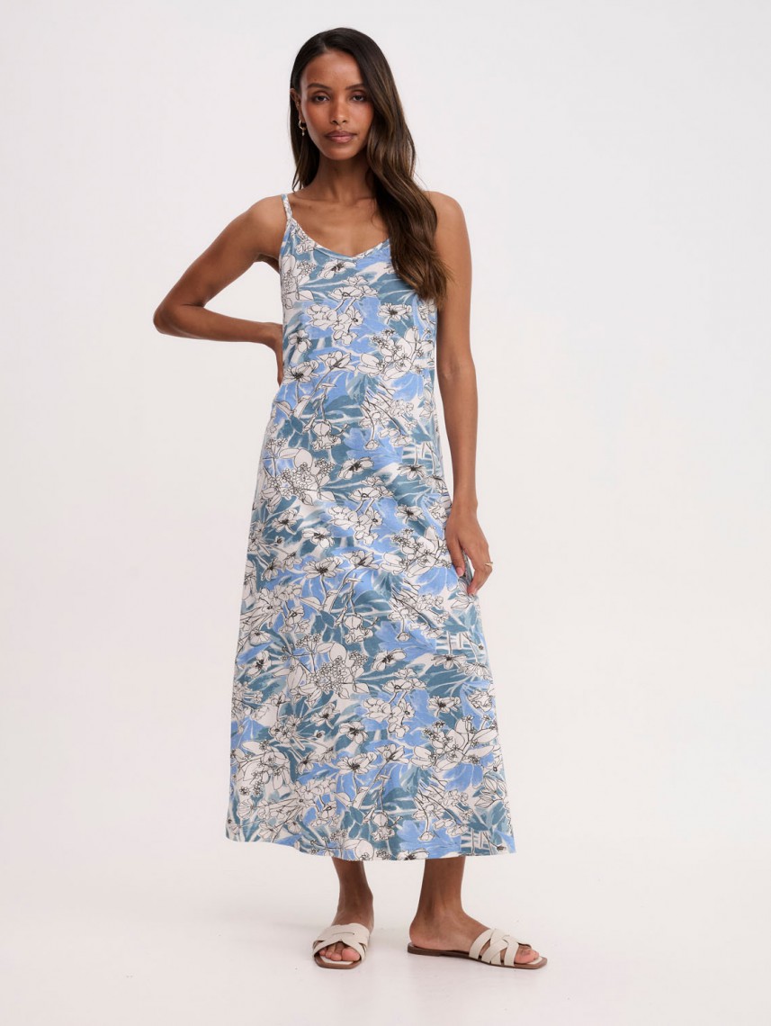 CAMI MIDI PRINTED DRESS