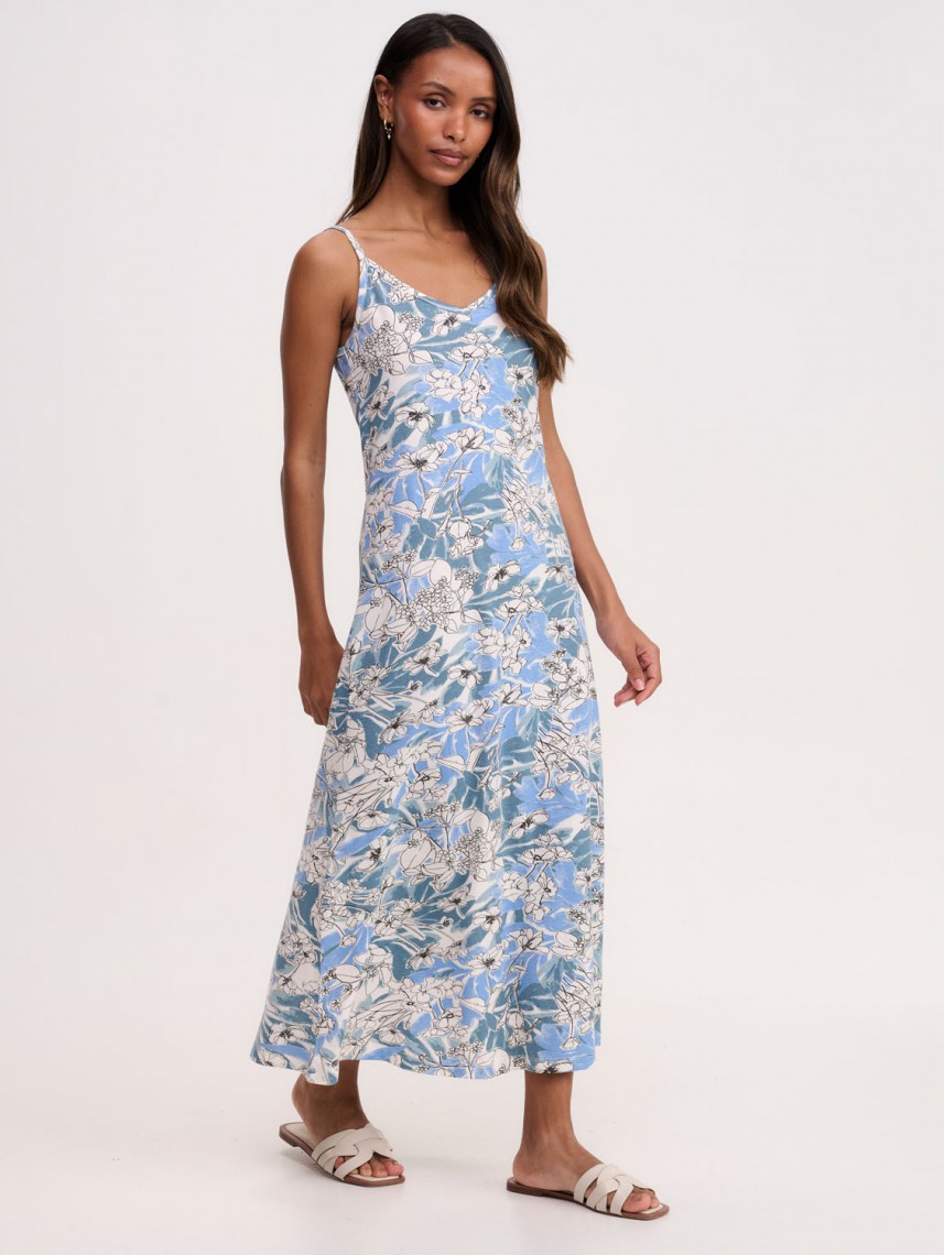 CAMI MIDI PRINTED DRESS