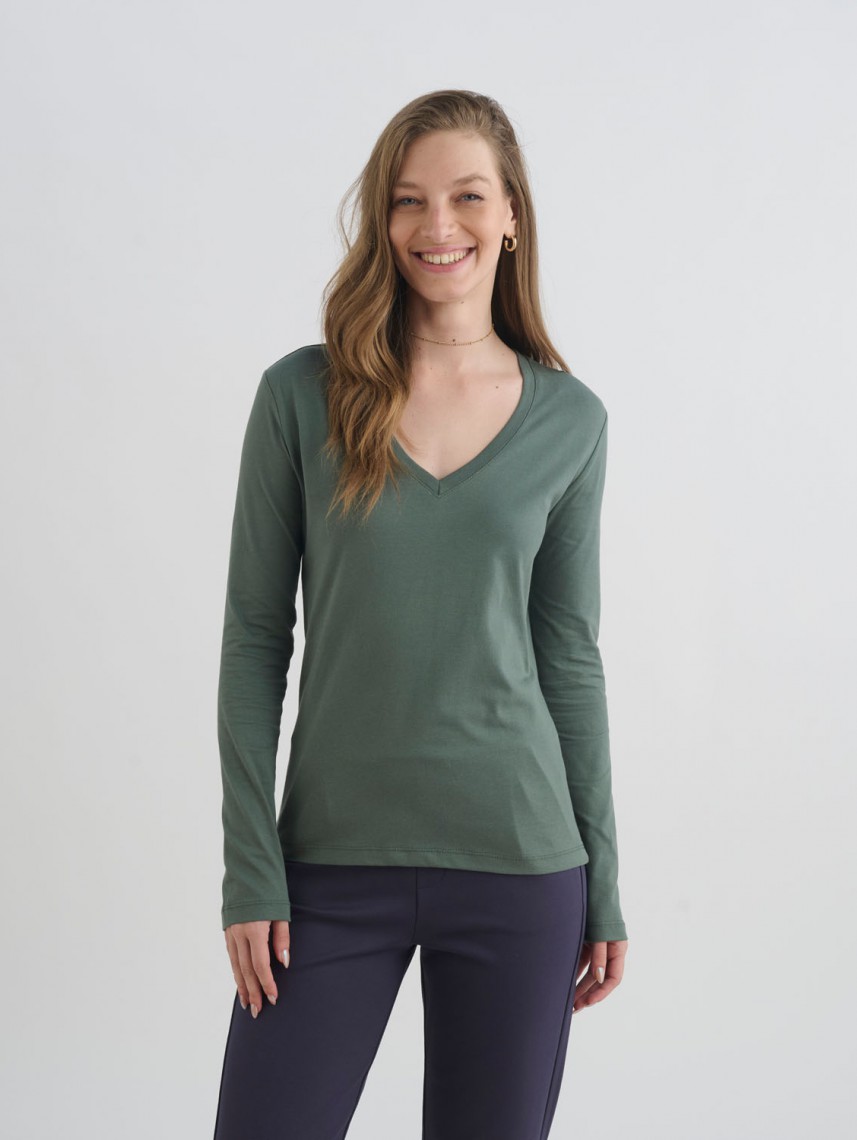 V- NECK LONG SLEEVE SHIRT