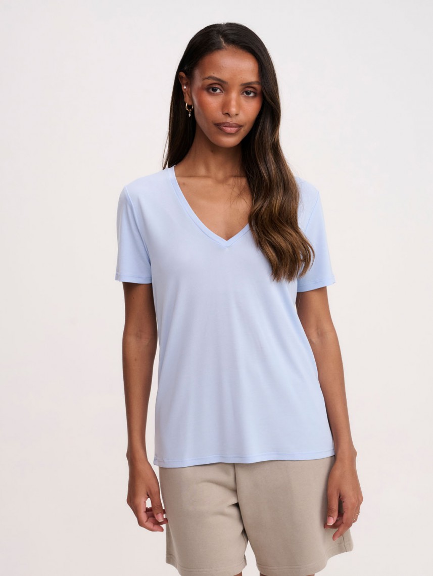 ESTELLE CUPRO TOUCH V NECK SHIRT
