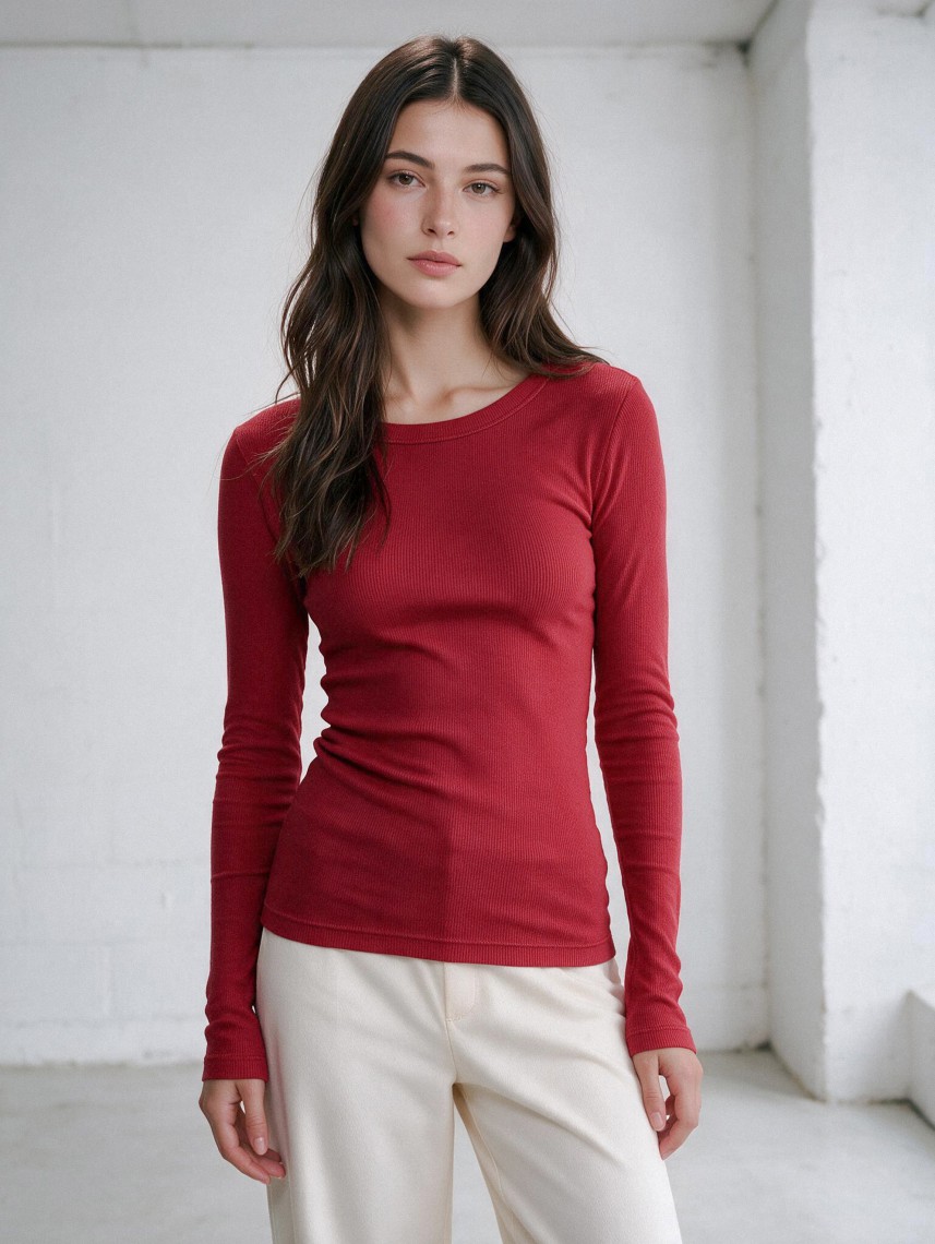 BASIC CREW NECK RIB-WOMEN