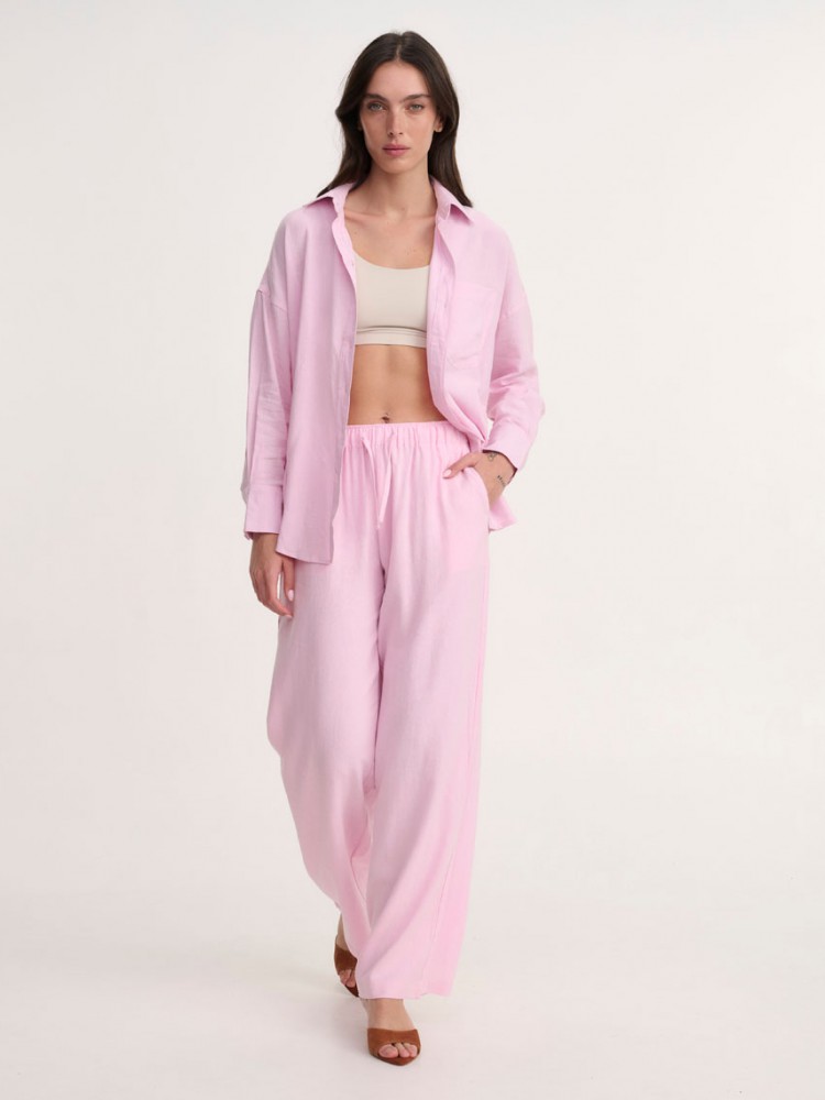 LINEN WIDE LEG PANTS