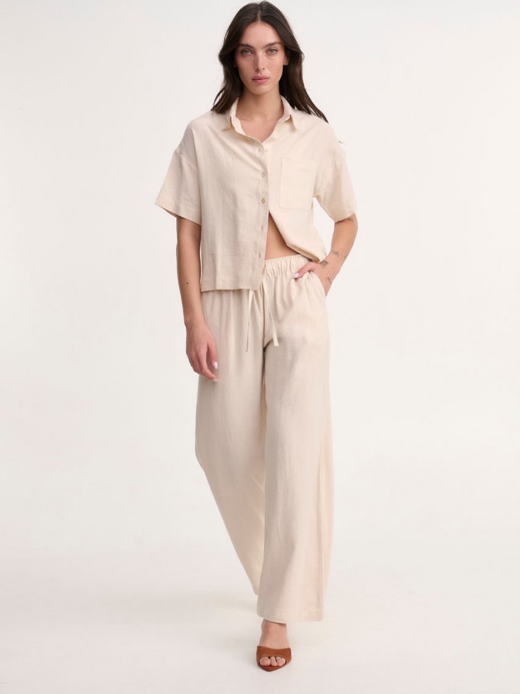 LINEN WIDE LEG PANTS
